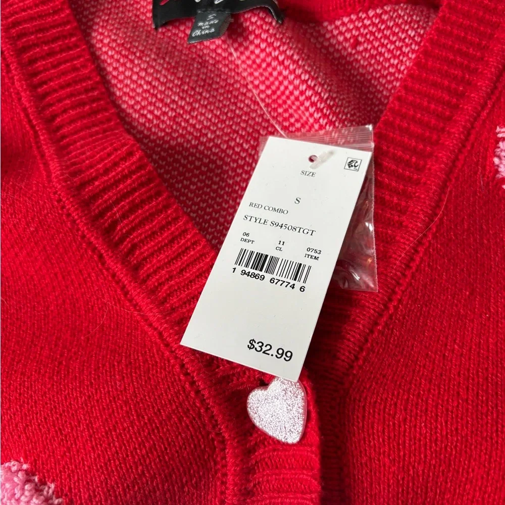 Wild Fable Red Heart Cardigan - Picture 2 of 2